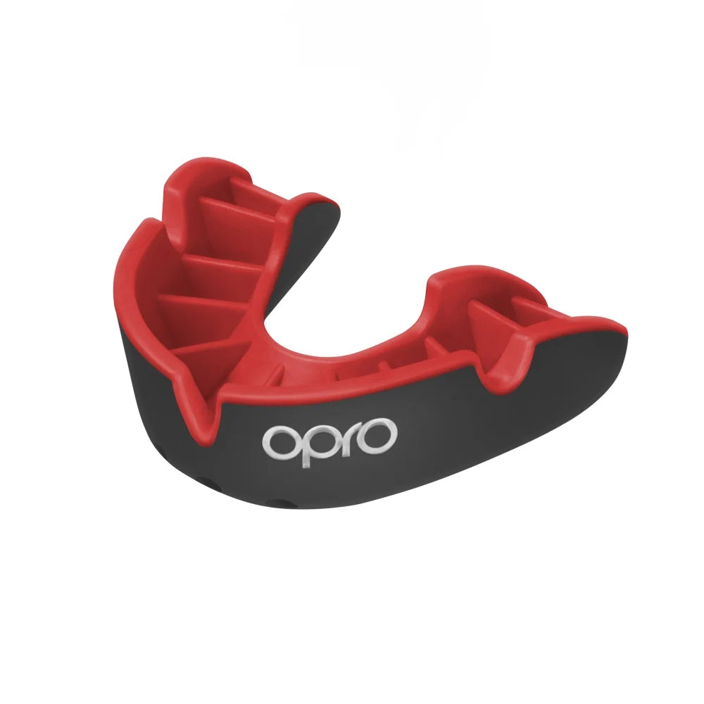 Opro Junior Silver Level Self-Fit Mouth Guard - Black / Red