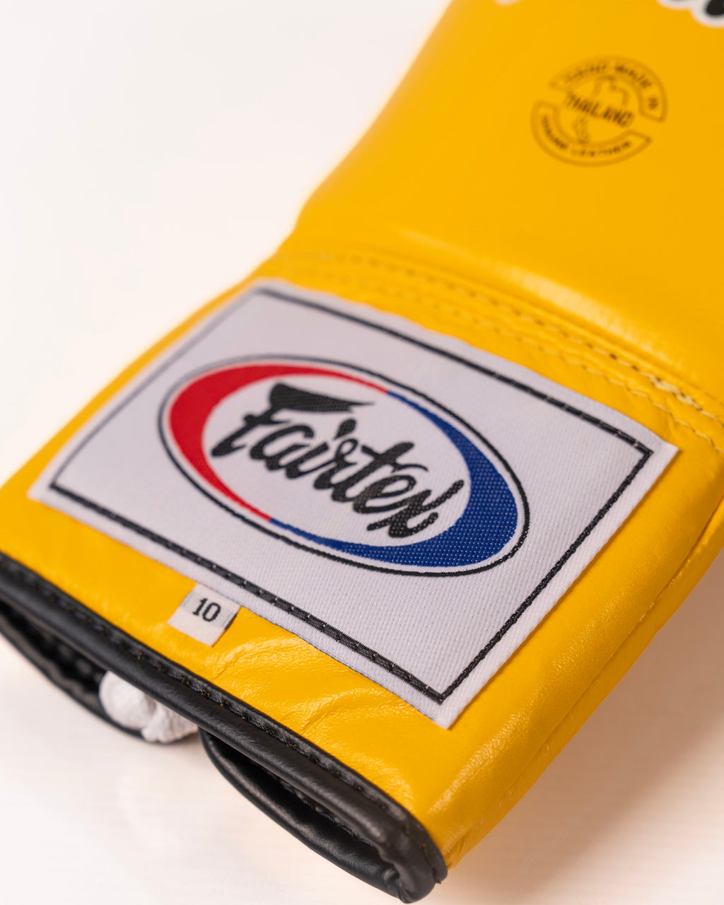 Fairtex BGL6 - Lace Up Competion Gloves - Yellow 10oz