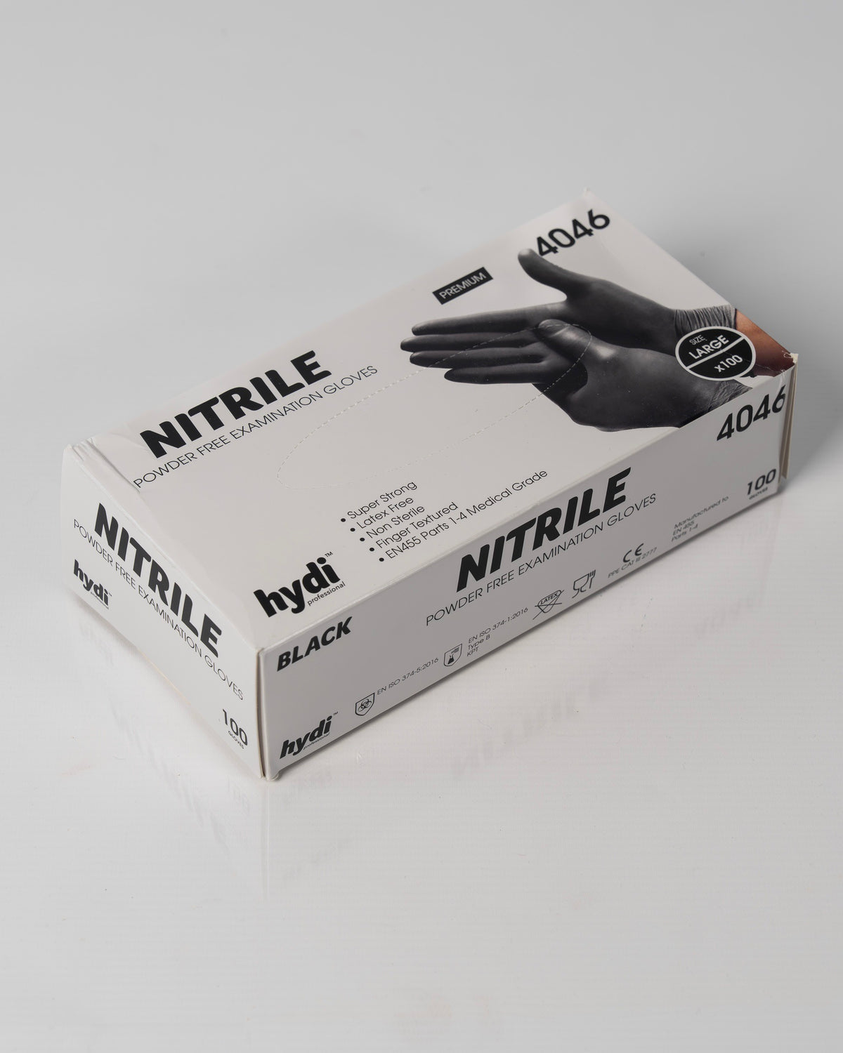 Empire Hydi Professional Nitrile Powder-Free Disposable Gloves - Black - 100 Pieces