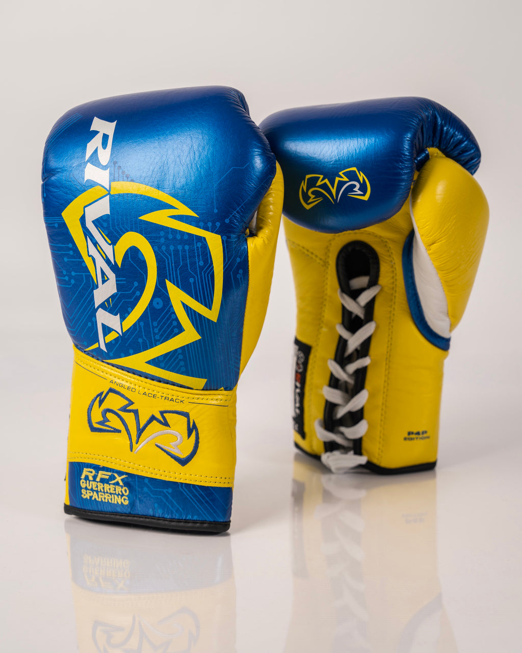 Rival RFX-Guerrero HDE-F P4P Edition Lace Up Sparring Gloves - Blue / Yellow - 14oz