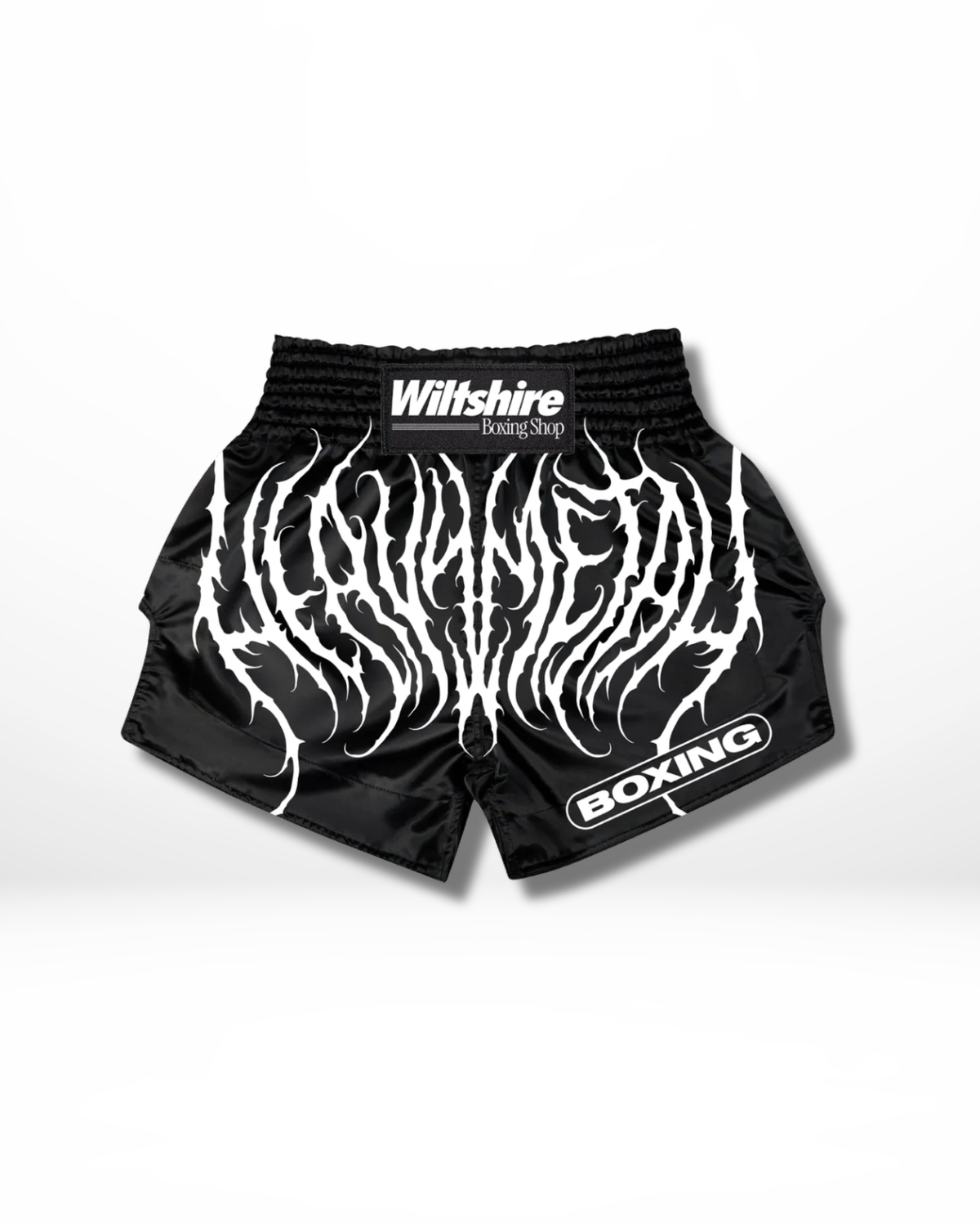 Wiltshire Boxing Shop 'Heavy Metal Boxing' Thai Style Shorts - Black